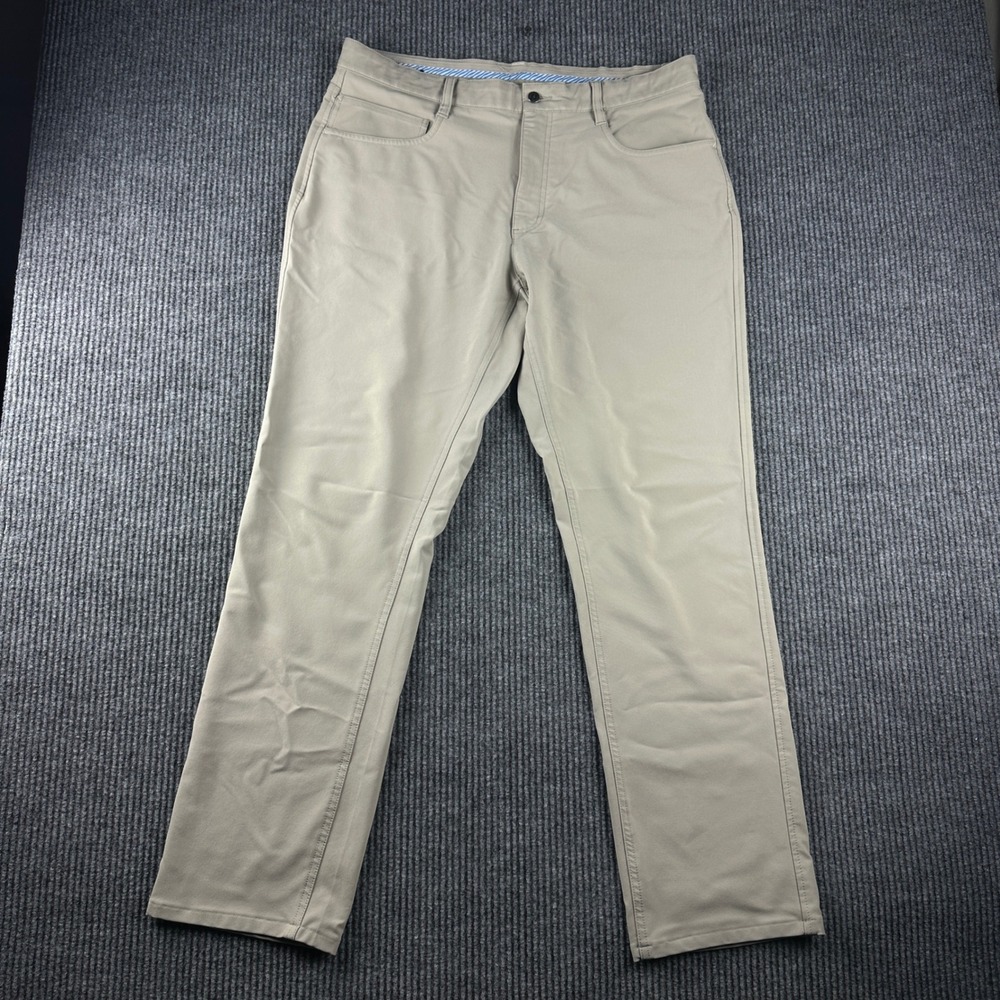 FootJoy Mens Athletic Fit Golf Pants Khaki Tan 36x32 Performance Stretch 3384